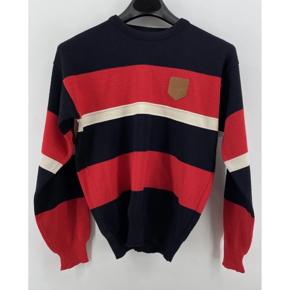 Vintage Tyrolia by‎ Head 80's Ski Sweater Men's Medium Wool Blend Blue Red Ivory